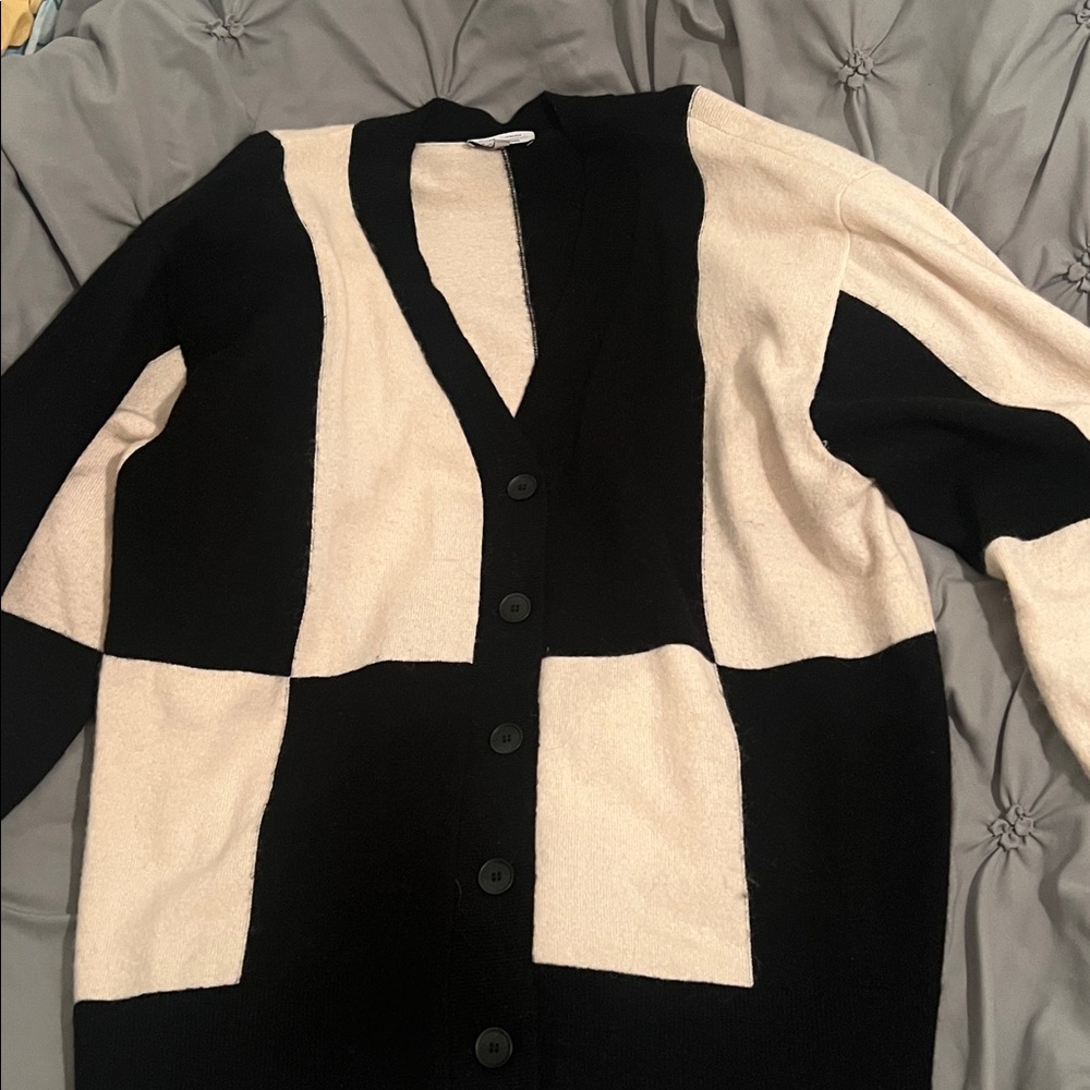 & Other Stories Black and Cream Cardigan